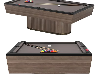 Modern Wooden Billiard Table With Colorful Balls Cues And Smooth Entertainment Tabletop 3d model