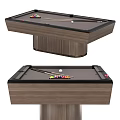 Modern Wooden Billiard Table With Colorful Balls Cues And Smooth Entertainment Tabletop