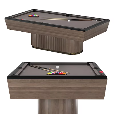 Modern Wooden Billiard Table With Colorful Balls Cues And Smooth Entertainment Tabletop 3d model