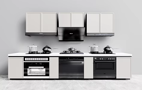 Modern Cabinet Home Cabinet Integrated Stove Range Hood 3d model