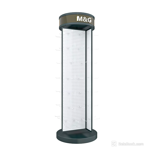Modern Vertical Display Rack With Perforated Metal Panel And Floor Standing Design 3d model 