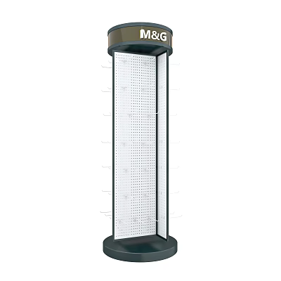 Modern Vertical Display Rack With Perforated Metal Panel And Floor Standing Design 3d model