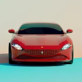Red Sports Car Modern Sleek Design Aerodynamic Body Alloy Wheels Headlights