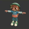 Cute Cartoon Animal Character Wearing Green White Hat Blue Orange Jacket Outfit