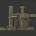 Ancient Ruins Model With Stone Pillars Broken Structure And Green Moss 3d model