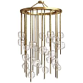 Hanging Modern Golden Frame Chandelier With Transparent Crystal Elements Design 3d model