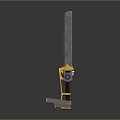 Large Metal Saw Weapon With Sharp Blade Yellow Accents Red Handle And White Base