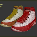 Red And White High Top Sneakers With White Laces And Durable Sole For Casual Use