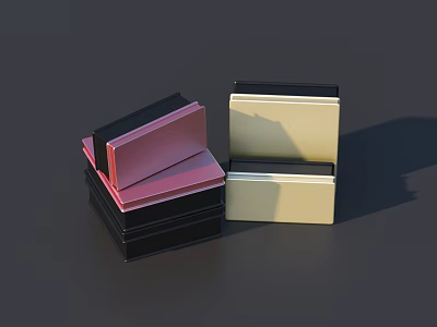 Pink Black Gold Decorative Ornament Set With Stacked Boxes For Home Decor 3d model