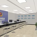 Market Regulation Service Hall Interior Featuring Blue Wall Badge Service Counter And Chairs