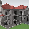 Elegant Detached Villa Featuring Red Roof White Exterior And Classic Front Porch