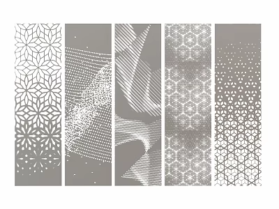 Decorative Wainscoting Panel Designs Featuring Various Geometric Patterns and Textures 3d model