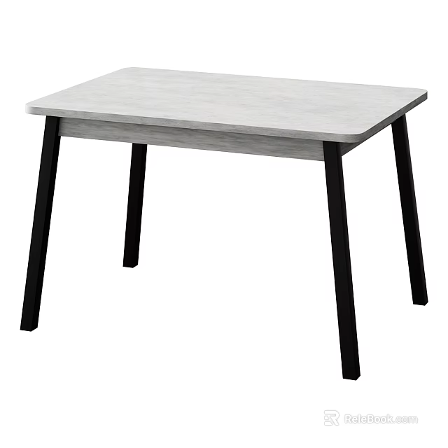 Modern Dining Table With Light Colored Top And Black Legs Design 3d model 