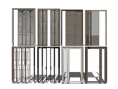 Modern folding door frame window frame partition 3d model