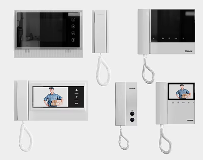 Digital Doorbell With Indoor Monitor Screen And Intercom Various Models 3d model