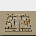 Chinese Chessboard Game Layout With Pieces And Character Markings On Grid
