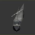 Classic Water Vessel With White Sails Wooden Hull And Detailed Masts Structure