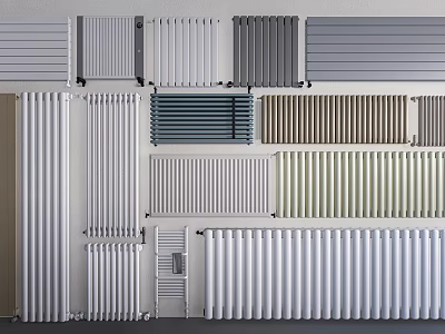 Various Types Of Radiators With Different Designs And Colors For Home Heating 3d model