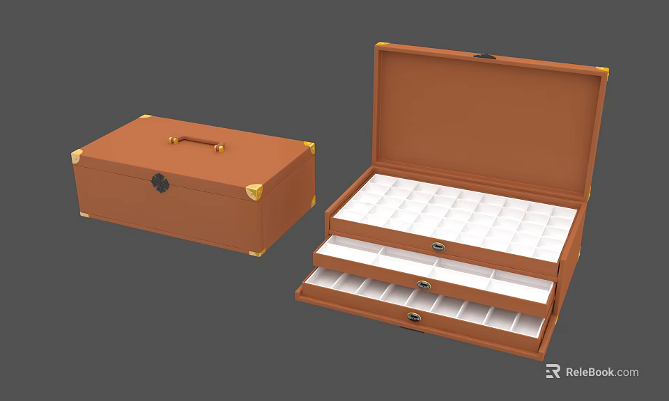 Showcase Shelf In Brown With Open Closed Design And Multiple Storage Drawers Compartments 3d model 
