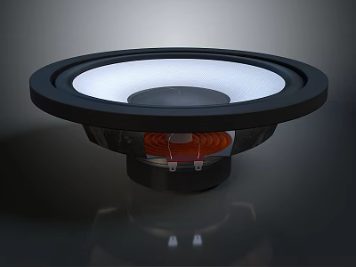 Commercial Audio Speaker Equipment Featuring Black Outer Ring White Diaphragm Red Coil And Transparent Base 3d model