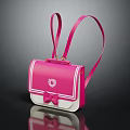 Cute Pink And White Small Handbag With Bow Detail And Logo Accent