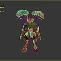 Humanoid Tree Creature With Red Trunk Body And Green Leaf Canopy Head
