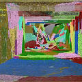 Abandoned Corridor With Peeling Paint Graffiti And Debris On Floor