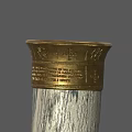 Elegant Ivory Horn Shaped Cup With Golden Decorations And Stand