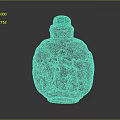 Red Snuff Bottle With Green Lid And Intricate Carved Patterns For Daily Use