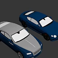White and Blue Luxury Coupe Cars with Sleek Design and Modern Exterior