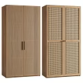 Modern Wooden Wardrobe Designs With Vertical Stripes Lattice Doors And Metal Handles