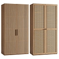 Modern rattan wardrobe solid wood wardrobe 3d model