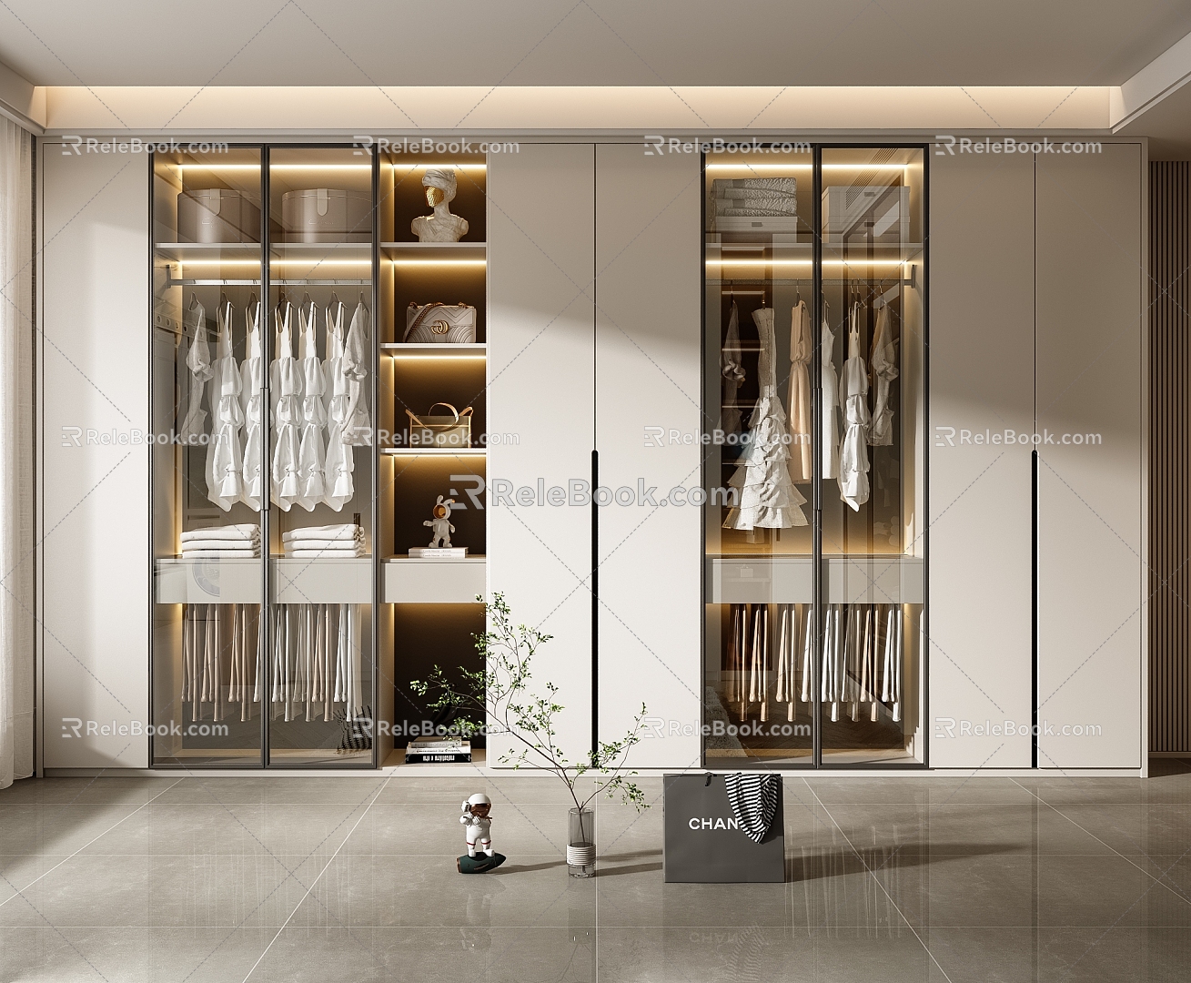 Modern wardrobe wardrobe combination 3d model