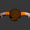 3D Game and Movie Character With Brown Hair Orange T-Shirt Blue Pants And Red Shoes 3d model