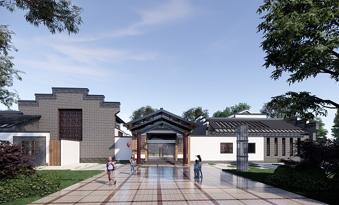 New Chinese Kindergarten Architecture Huizhou Kindergarten 3d model