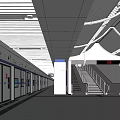 Modern Metro Station Platform With Glass Doors Escalators And Bright Lighting Design