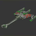 Sci Fi Silver Spaceship With Red Stripes Green Lights And Sleek Design