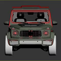 Green Off Road SUV Featuring Red Accents Black Rims And White Tires Design