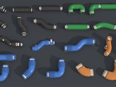Hardware Tools Including Colorful Pipe Fittings In Black Green Blue And Orange 3d model