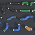 Hardware Tools Including Colorful Pipe Fittings In Black Green Blue And Orange