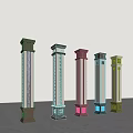 Various Architectural Columns With Diverse Capitals Bases And Carved Patterns