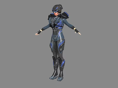 Blue Black Glowing Line Pendant Accessory For Sci Fi Armor Character 3d model