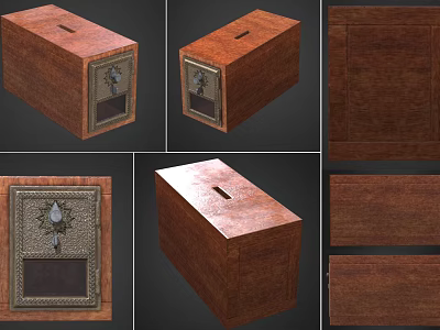 Vintage Wooden Storage Box With Decorative Lock And Natural Wood Grain Texture For Home Living 3d model