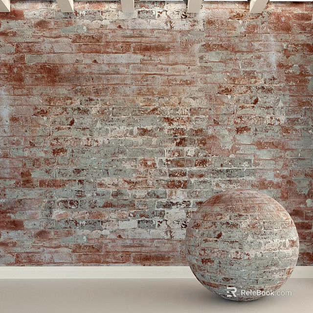 Decorative Brick Sphere Structure Against Textured Red Brick Wall Background 3d model 