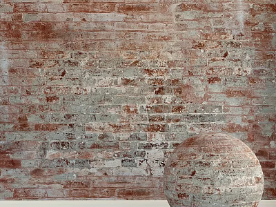 Decorative Brick Sphere Structure Against Textured Red Brick Wall Background 3d model