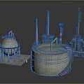 Industrial Facility 3D Model Featuring Tanks Towers Pipes And Stairs