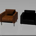 Modern Orange And Black Leather Accent Chairs With Shiny Metal Legs For Home Decor