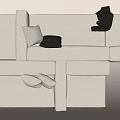Light Gray Sectional Multi Person Sofa with Modular Design Throw Pillows and Side Table 3d model