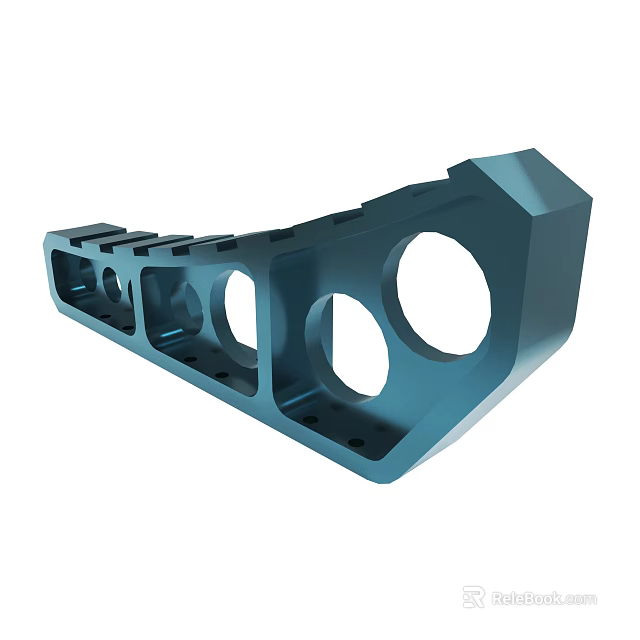 Blue Metal Mechanical Part With Multiple Circular Holes And Geometric Structure 3d model 