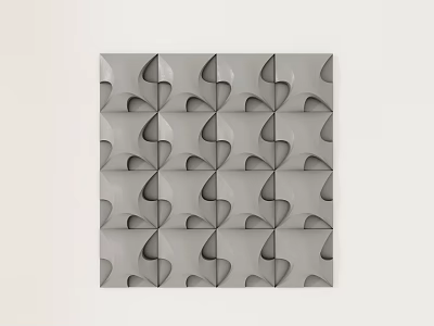 Gray Decorative Wall Panel With Intricate Carved Geometric Repeating Patterns Design 3d model